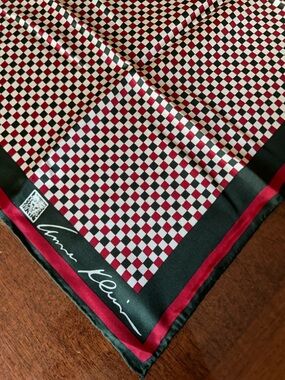 Anne Klein Black, White & Red Checker Silk Scarf multicolored 25“ x 25“